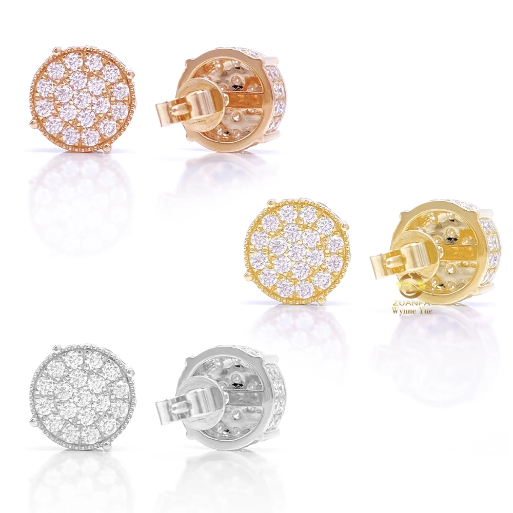 

Luxury Earrings Iced Out D/VVS 10K Solid Gold Moissanite Diamond Stud Earrings