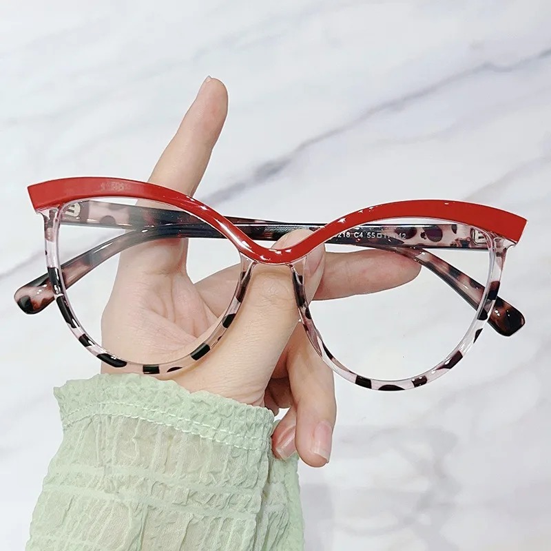 

Lady Red Leopard Eyeglasses Frame Transparent Glass Cat Eye Anti Blue Light Blocking Eye Glasses Women 2024