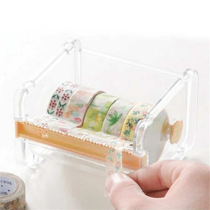 

Stationery Masking Tape Cutter Washi Tape Storage Organizer Cutter Office Tape Dispenser Supplies Beige Color Only