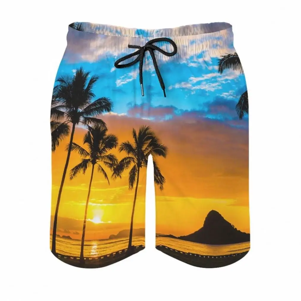 

2021 New Design Swimming Shorts Hawaiian Men's Beach Pants with Pockets