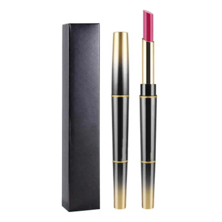 

Double matte lipstick and lip liner 2 in 1 waterproof non-stick cup lip gloss pen, Multi-colors