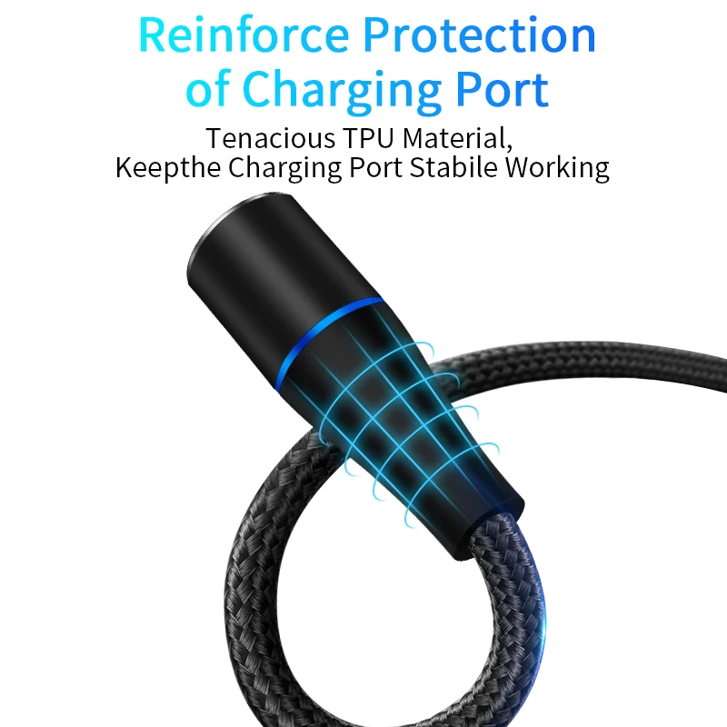 High Quality 1M Cell Phone Braided 3 In 1 LED Magnetic USB Charging Cable Fast Charger Cable Line - ANKUX.COM