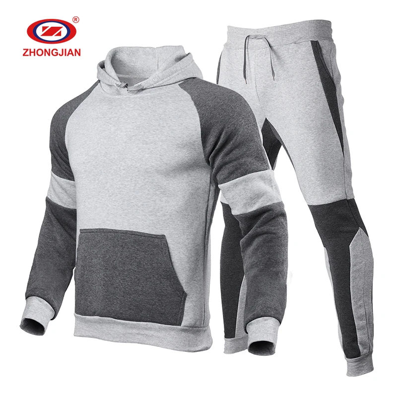 

Factory Wholesale Running Fitness Sweatsuit Men Fleece 2 Piece Set With Hoodies