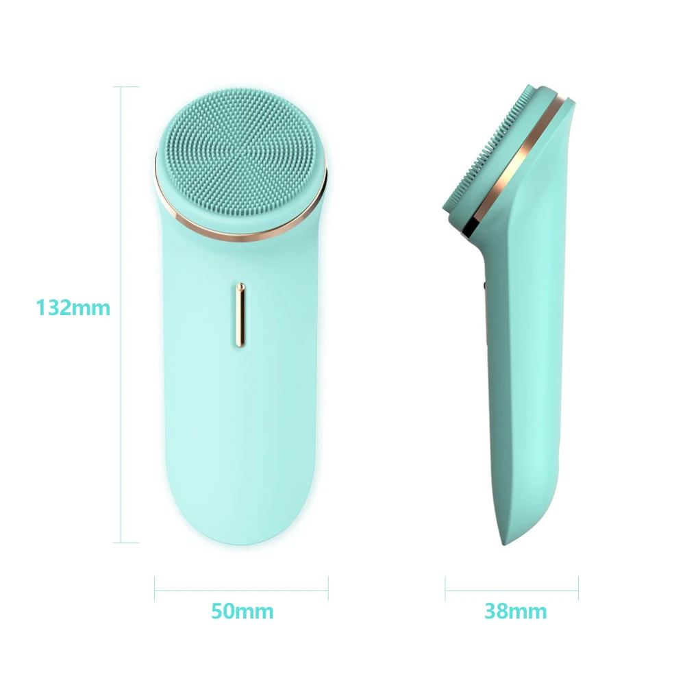 

New 2 in 1 Silicone Face Cleansing Brush Electric Face Cleanser Cleansing Skin Deep Sonic Facial Washing Massage Brush, Green/pink