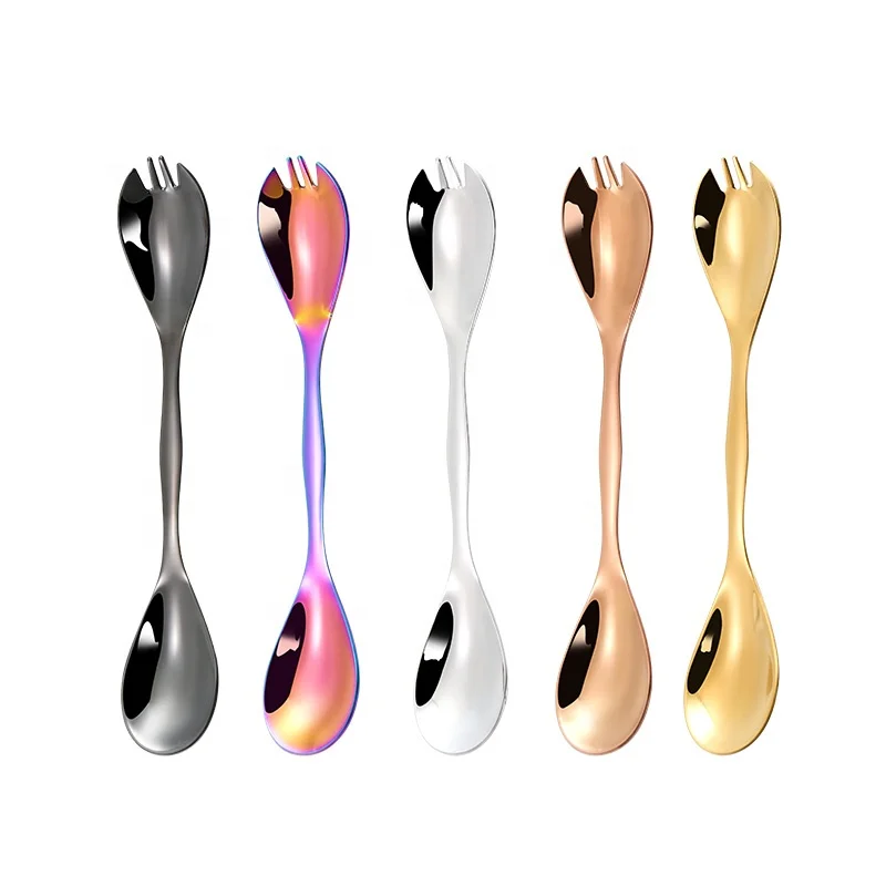 

Colorful salad fork titanium metal spaghetti spoon 304 stainless steel spork