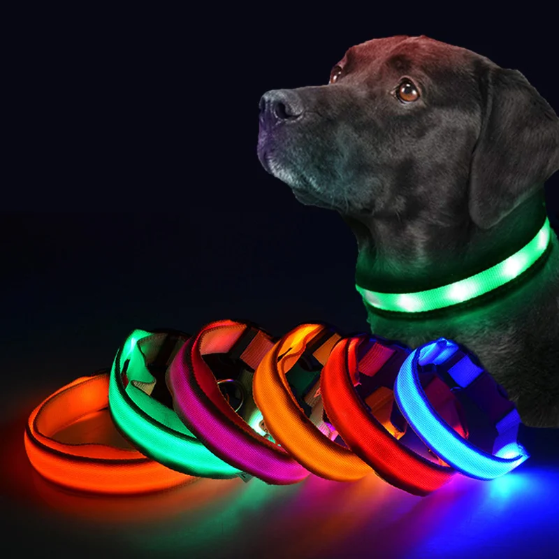 

Hot Sale Pet Supplies Nylon Rechargeable Strip Glow Battery Fluorescent Collars Usb Led Dog Collars Led Pet Collars, Customized color