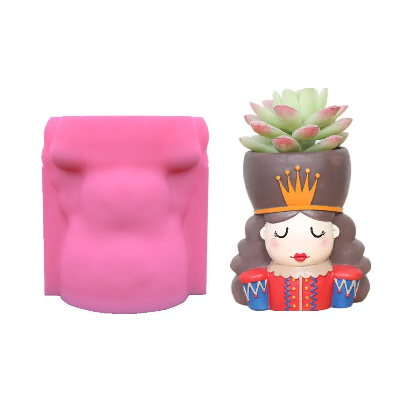 

1340 DIY Queen Princess Shape Succulent Plant Flower Pot Pen Holder Mold Making Cement Concrete Flower Pot Silicone Mold, Pink