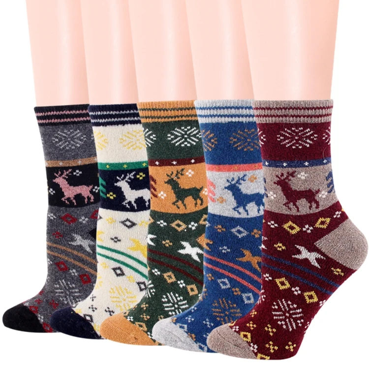 

Thickened soft wool work socks women for winter warmth rabbit wool mixed cotton socks chunky wool knit socks, As picture