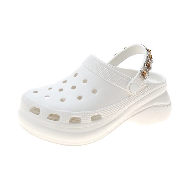 

High quality rhinestone women's shoes beach outdoor girl EVA stealth increase Crose slippers