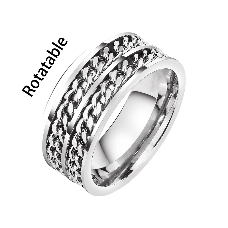 

"Fashion finger Signet chain rings black men gold filled rings for men womens Unisex stainless steel high quality cheap rings "