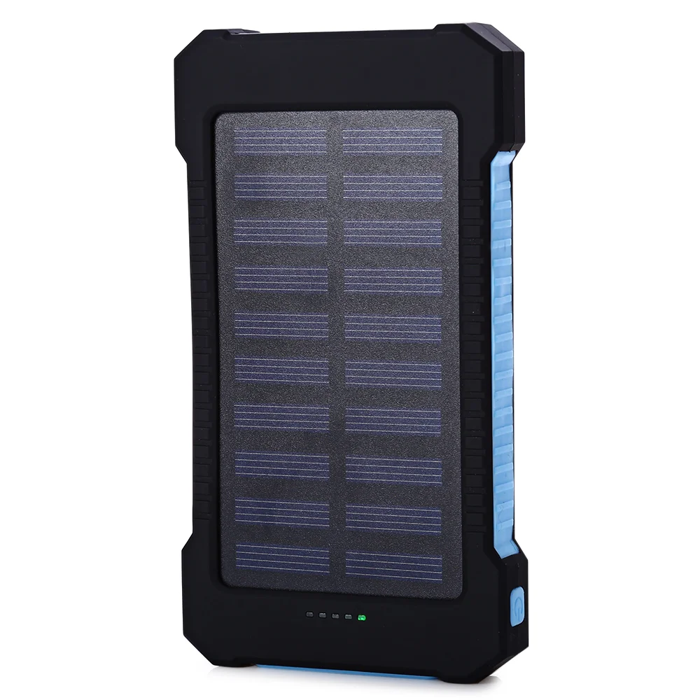 

10000mAh Solar Power Bank Dual USB Power Bank Waterproof Battery Charger External Portable Solar Panel with LED Light
