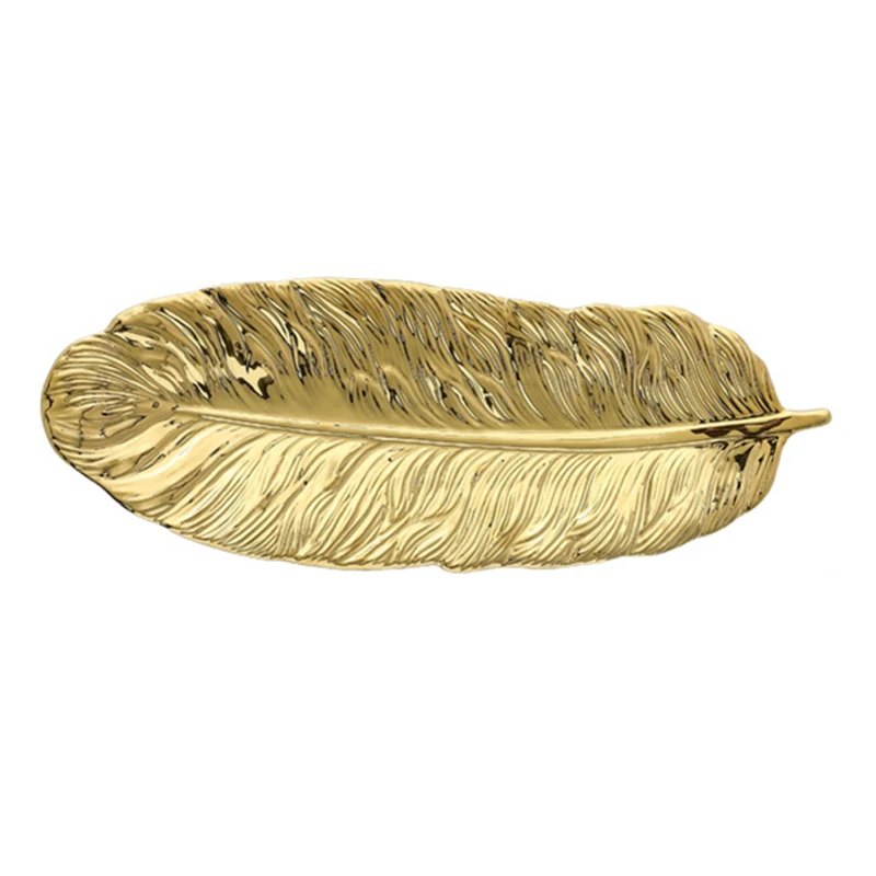 

Wholese Nordic Style Luxury  Gold Ceramic Jewelry Tray