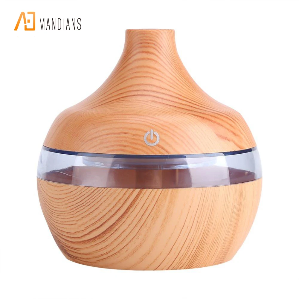 
Ultrasonic 300ml 7 color led changing wood grain Aroma diffuser essential oil Air Aromatherapy humidifier 