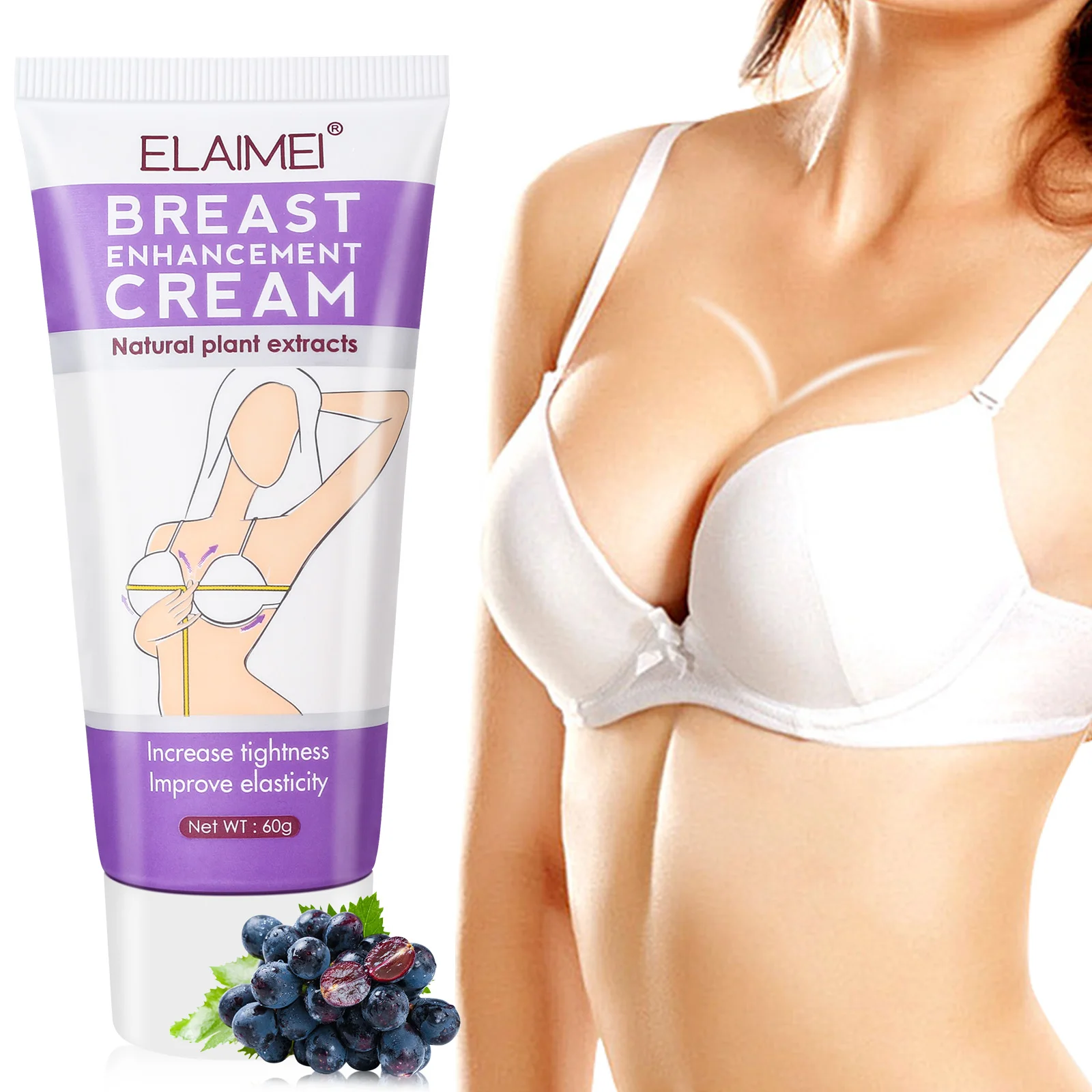 

ELAIMEI Private Label Instant Big Boobs Tight Massager Cream Best Natural Organic Firming Breast Enhancement Cream
