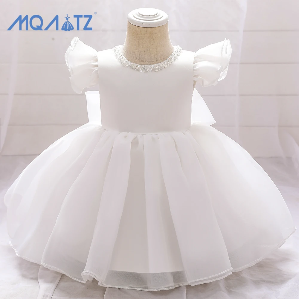 

MQATZ European Style Newborn Short Sleeves Baby Dress Chiffon Kid Girl Princess Dresses With Big Bow
