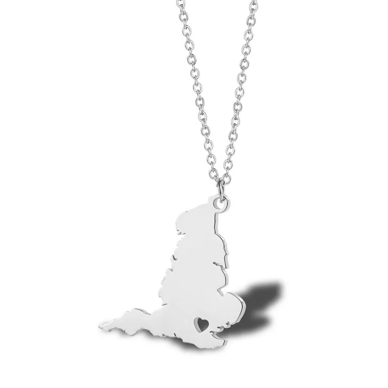 

British Map Stainless Steel Structure Topographic 18K Gold Plated Custom Necklace