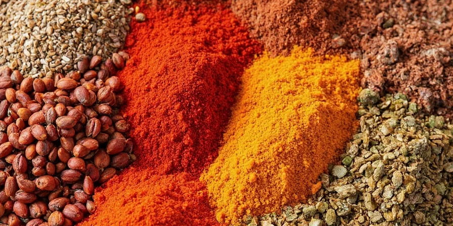 Chef making homemade curry paste in a mortar and pestle