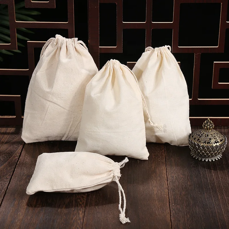 

Linna 15*20cm OEM Cotton Dust Bags Various Size Black Custom Cotton Tote Bags Natural 15*20cm Cotton Drawstring Pouches