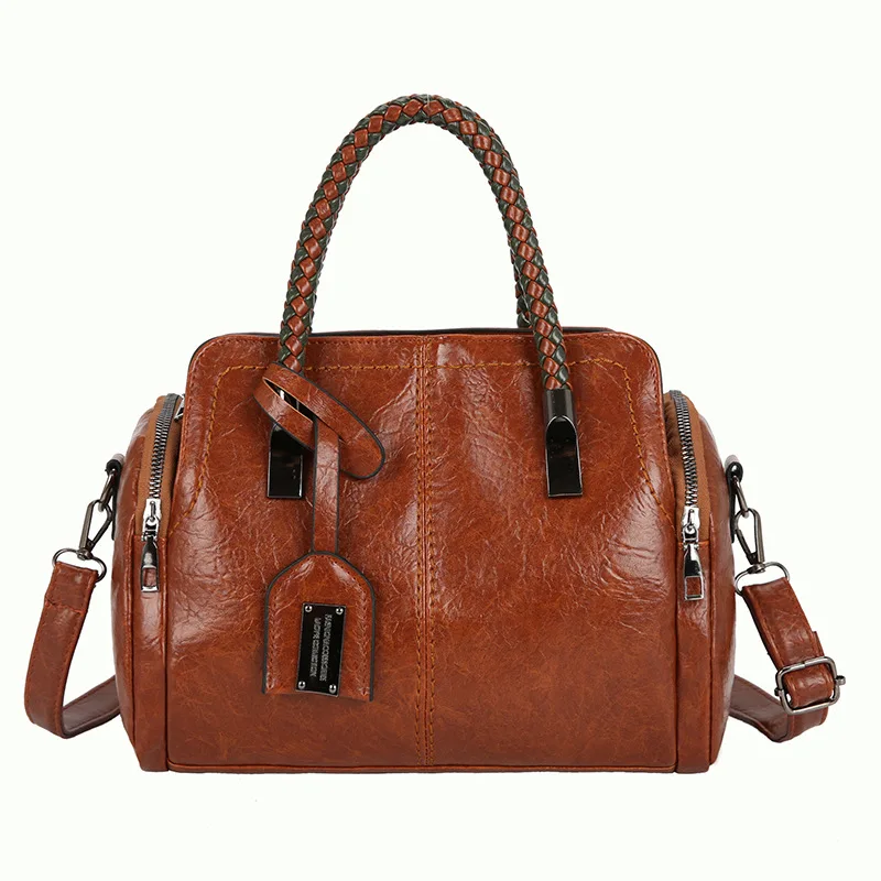 

Oil wax skin soft leather handbags leather tote bag vintage Europe and America high quality shoulder bag, Accpet customized color