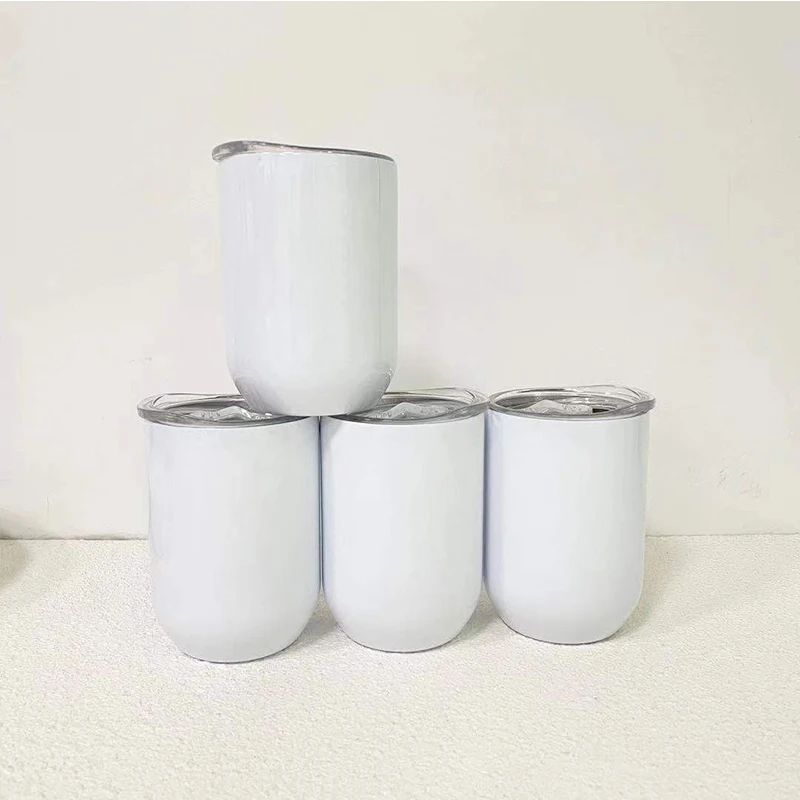 

Sublimation Wine Glass 12oz Stainless Steel White Blank Egg Shape Mug Insulated Double Wall Straight Milk Water Bottle