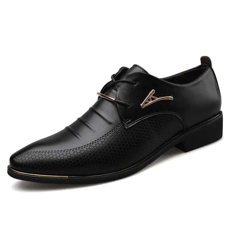 

2021 Brogue Fashion Nice Comfort Business Formal Work Official oxford dress Shoes Men Leather Custom, Black