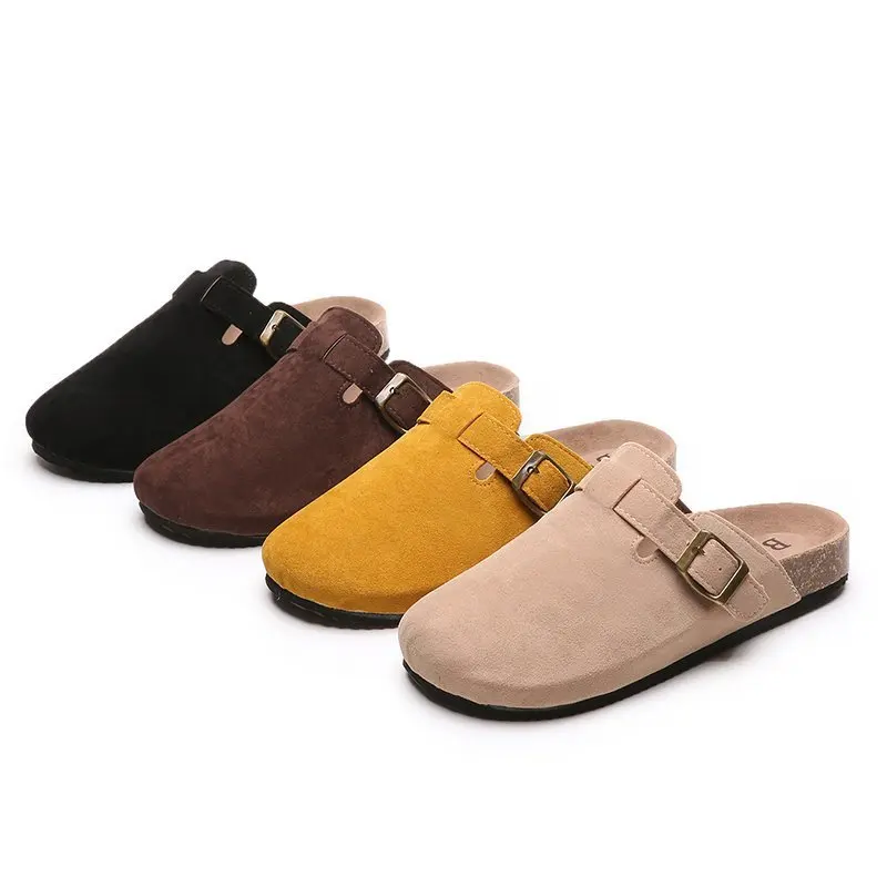 

Unisex Boston Soft Footbed Clog Suede Leather Clogs Cork Clogs Shoes for Women Men Antislip Sole Slippers Mules, Yellow,black,coffee,khaki