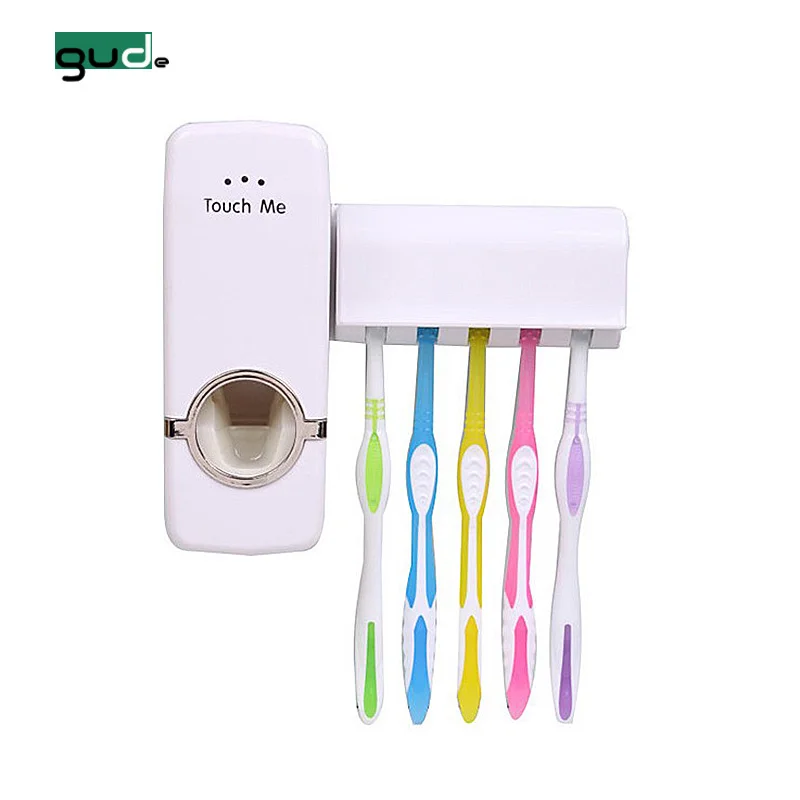 

2020 Household Bathroom Wall Mount Automatic Toothpaste Dispenser With Toothbrush Holders Set, dustproof toiletry items set, As picture