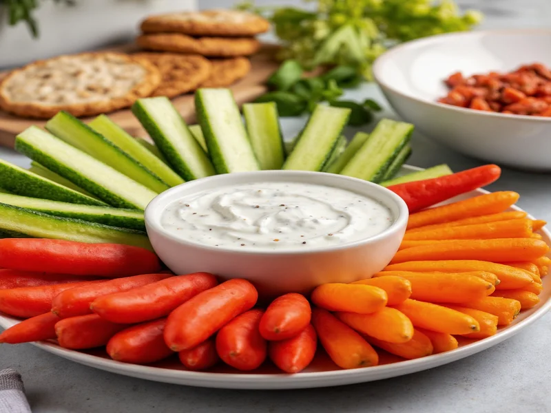 Fresh vegetable platter with homemade ranch dip