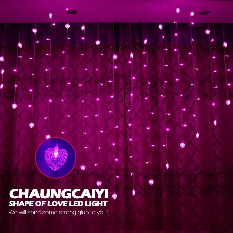 LED Icicle String Lights Christmas Window  Fairy Lights garland Outdoor Hearts For Wedding   decoration light curtain