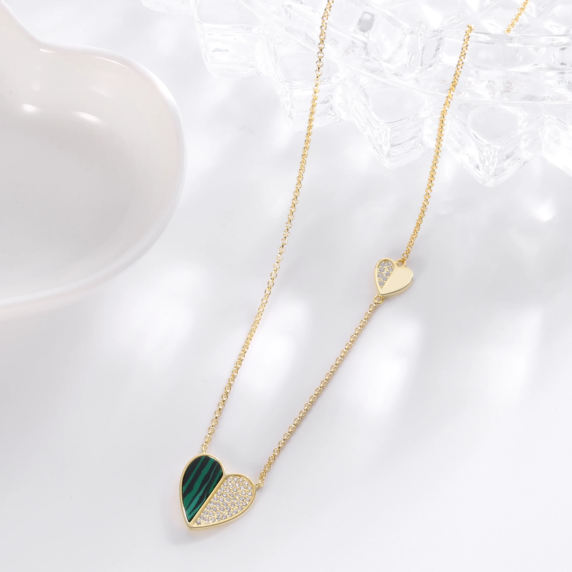 时尚 14kt 镀金水滴魅力黄金项链女装时尚 s925 银锆石吊坠定制项链