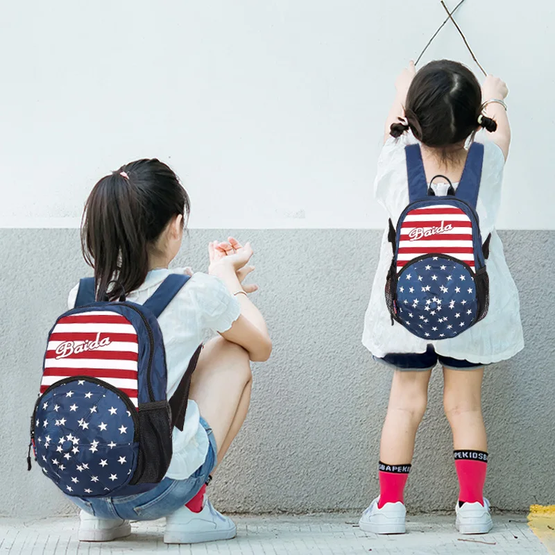 

Drop shipping 2022 American flag pattern 210D waterproof wholesale Student parent-child kids school backpack bags