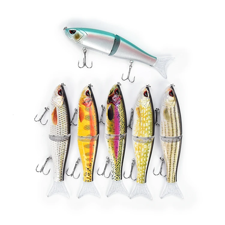 

Hot selling fishing lure hard 7inch 64g 2 segmented metal jointed glide bait swimbait with rubber tail, All is available/ customized