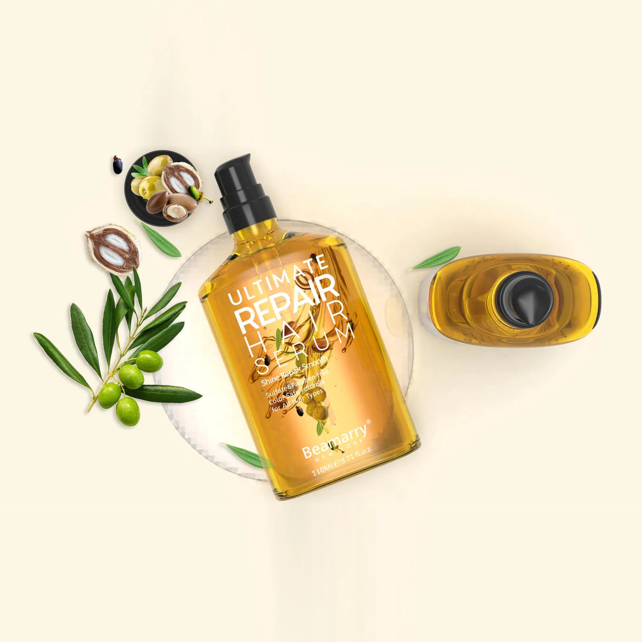 

Beamarry Parabens Free 24 K Gold Hair Serum Organic Jojoba Oil Repair Hair Serum For All Hair