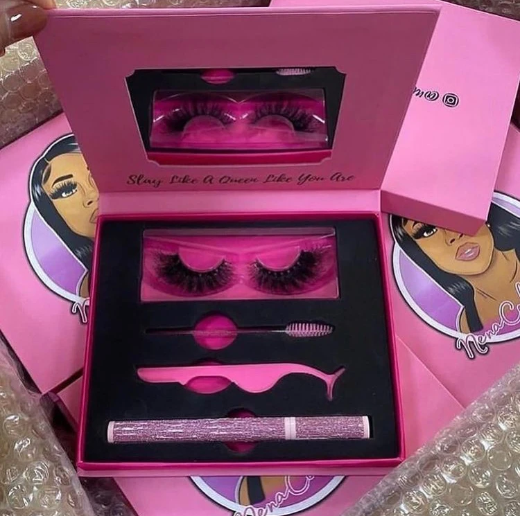 

Private Label Vendor Custom glue pen brush kits False Eye Lash Korean Premium Strip Packaging Box 3D Faux Mink Fake Eyelashes