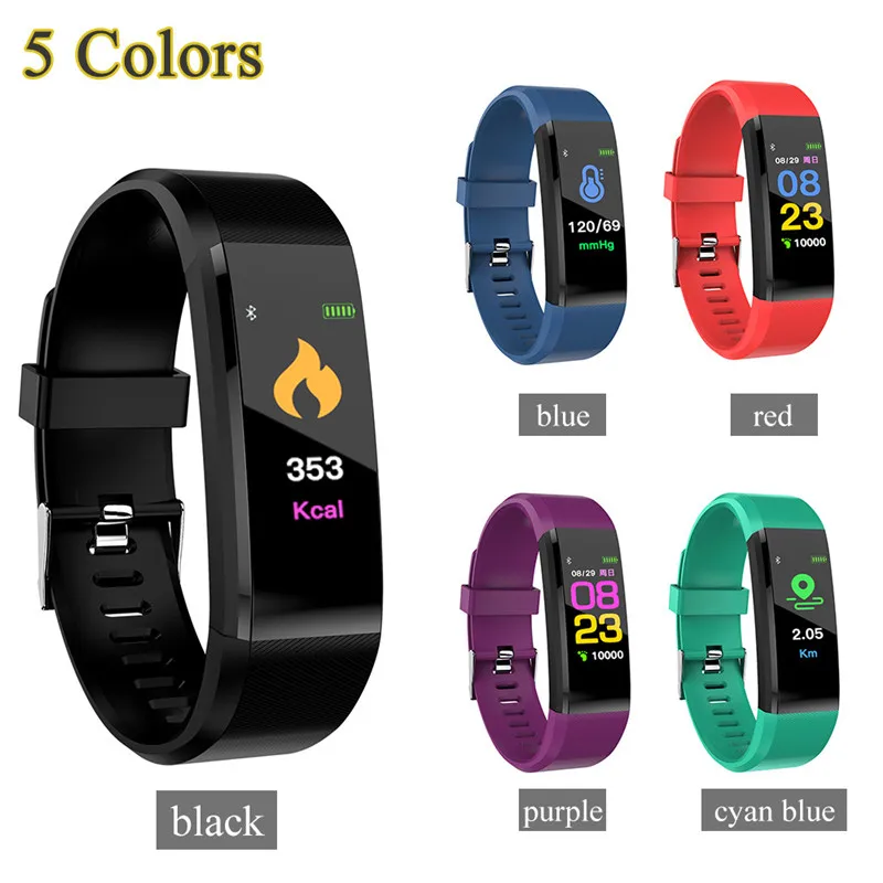 

ID115HR Plus Heart Rate Monitor Smart Bracelet Wristband Fitness Tracker USB Charging Smart Watch IOS Android Universal