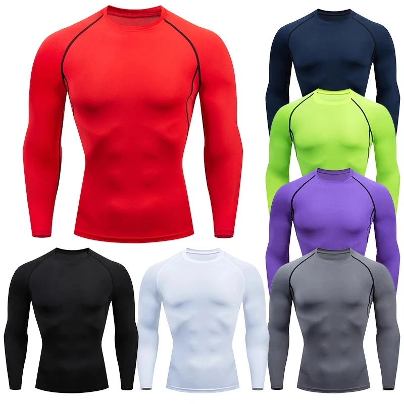 

Men Compression Running T Shirt Fitness Tight Long Sleeve Formal t-shirts Training Jogging Shirts Gym Sportswear Quick Dry