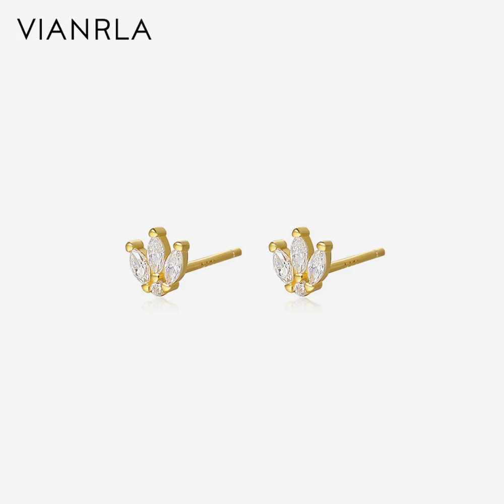 

VIANRLA Zircon Earring Jewelry 925 Sterling Silver Crown Shape Earrings Fashion Women's Jewelry Laser Custom Logo