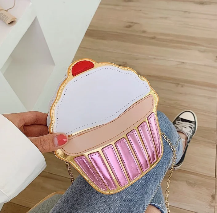 

fashion ice cream cake shape crossbody bag chain purses shoulder bags for kids girls PU leather small chain clutch handbags