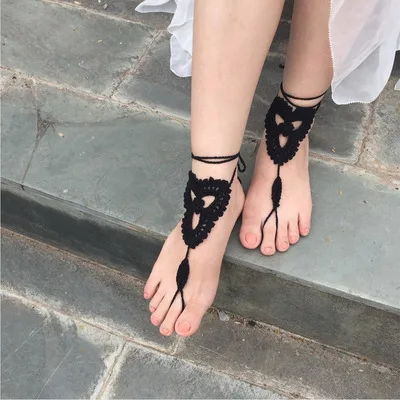 

Crochet Barefoot Sandals Beach Pool Nude Shoes Foot Jewelry Footless Sandles Beach Anklet Yoga Chain Anklets for Women