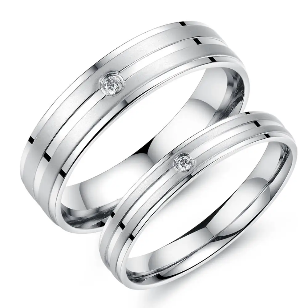 

Stylish stainless steel diamond wedding ring for men and women GJ411