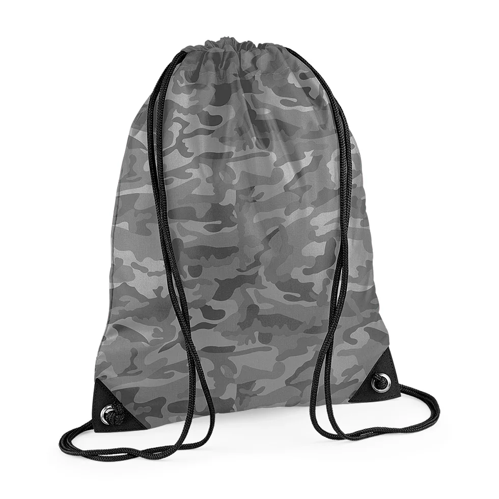 

Best cheapest Price Blank camouflage Cotton canvas polyester 210D 190T drawstring bag backpack with logo BSCI SEDEX factory