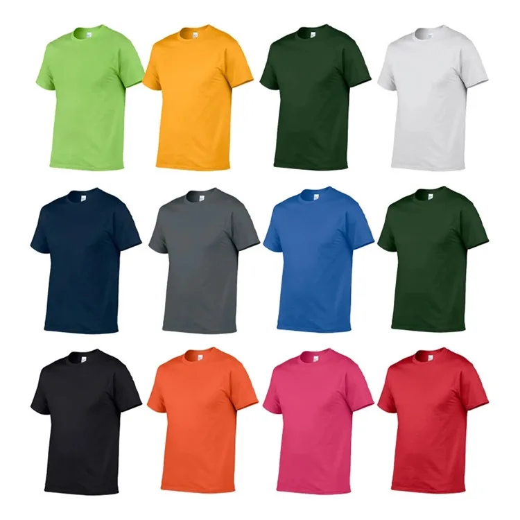 

High Quality 100% Cotton 180gsm Men Unisex Multicolor Wholesale Solid OEM Logo Blank Custom Design plain t shirts, Multi color