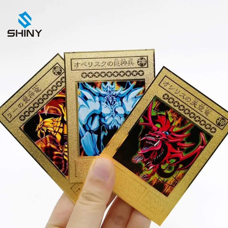 

Factory Wholesale Metal Gold Foil Plating Trading Cards Playing yugioh cards game of yugi official gold foil plated playing card