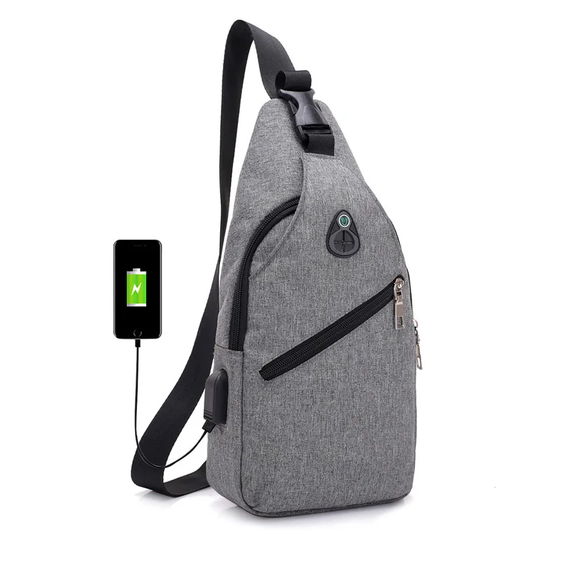 

Hot trending 2021crossbody chest travel sling shoulder mens messenger bag with USB, Customized color