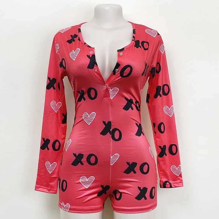 

Wholesale customization designer short sexy pajamas long sleeve sleepwear plus size pajamas women onesie adult, 18 color