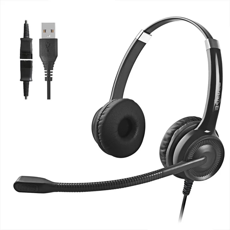 

Top selling products 2021 QD/USB plug wired call center headset with noise cancelling microphone on ear for customer service