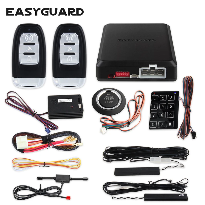 

EASYGUARD EC002-NS RFID PKE Car Alarm System Passive Keyless Entry touch password entry & remote engine start