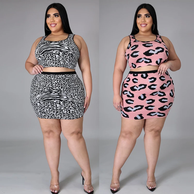 

Summer Cort Top Sexy Plus Size Women Clothing Two Piece Set Skirt Sun Dress