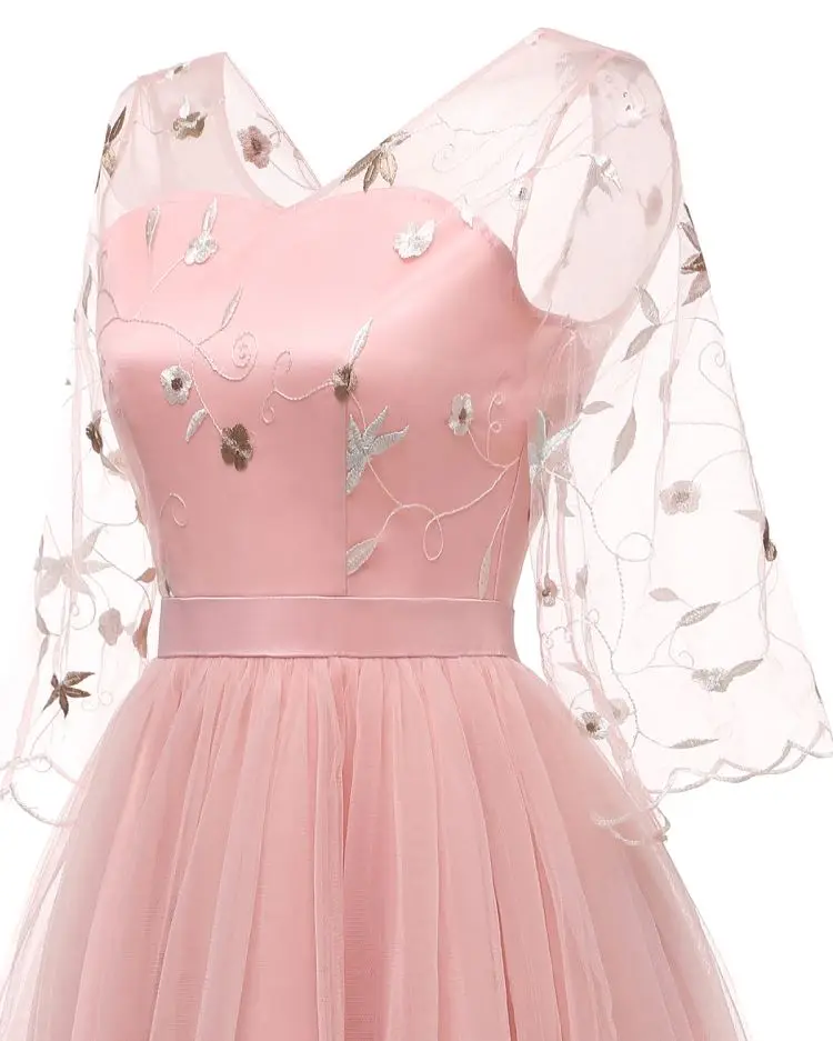 2019 ODM Apparel Half Sleeve V-Neck Applique A-Line Prom Dress Mother Of The Bride Suits