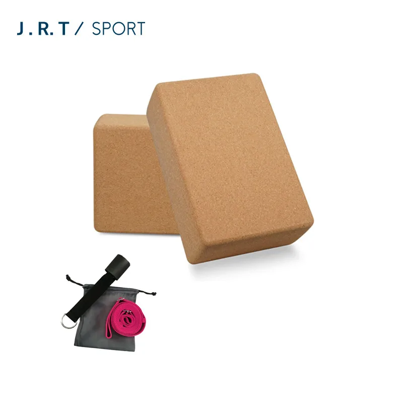 

JRT SPORTS Cork Yoga Block With Yoga Strap Natural Cork Yoga Brick Factory Wholesale